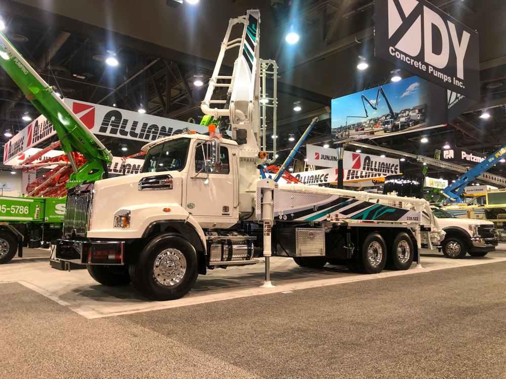 DY Concrete Pumps 33X-5ZZ on display at the World of Concrete event